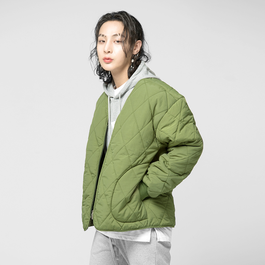 [당일출고] 유니섹스 보아털 퀼팅 집업점퍼 깔깔이 점퍼 2color (S~2XL) - 상세 이미지 4
