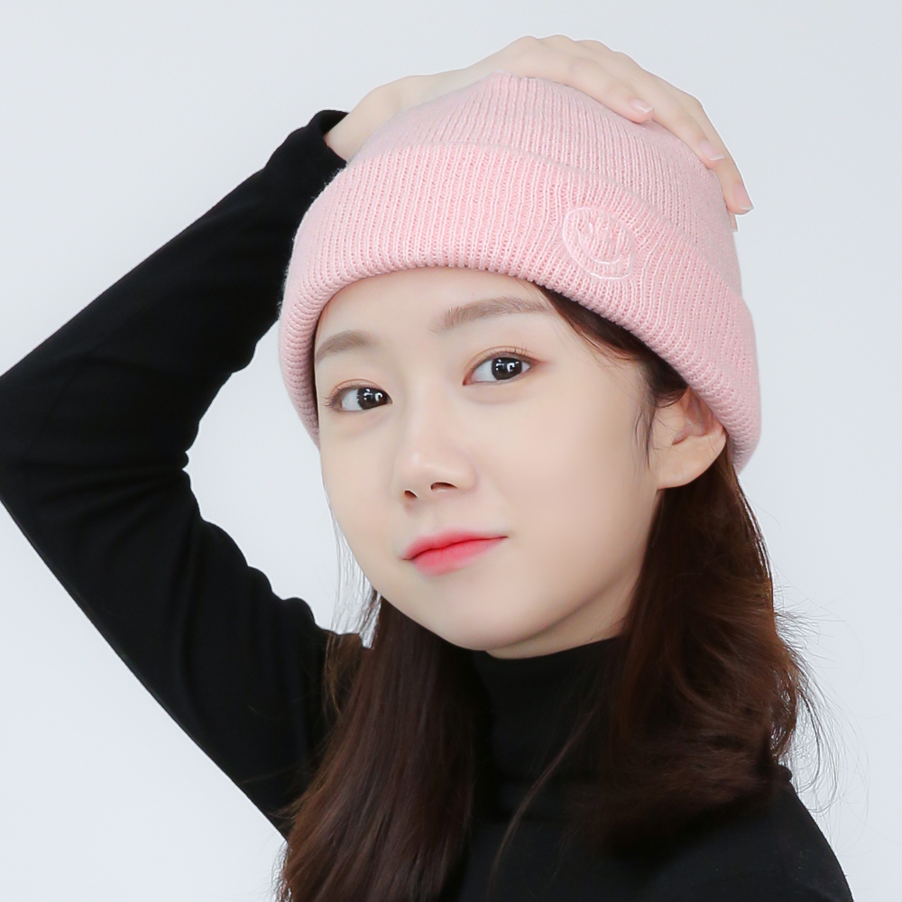 국내생산 이모티콘 데일리 스마일 남자비니 여자모자 니트 숏비니 봄 가을 겨울 모자 - 상세 이미지 4