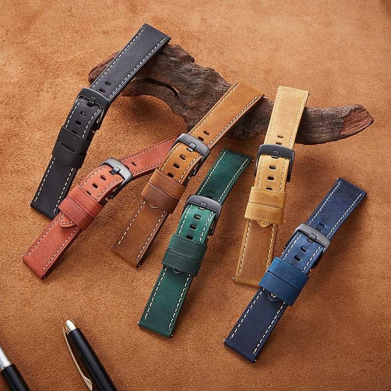 TXLX 갤럭시워치 클래식 가죽 스트랩 20mm 7 6 5 4 소가죽 밴드 시계줄 - 상품 이미지