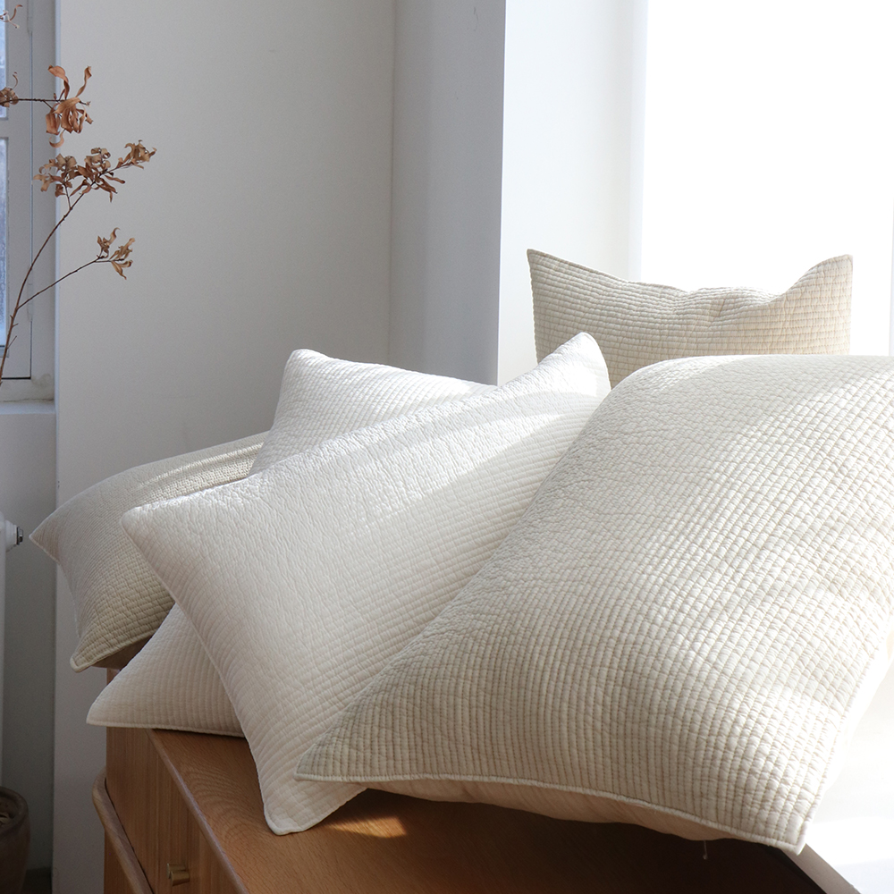 모제무드 오가닉 60수 순면 무형광 누빔 피그먼트 지퍼 베개커버 2040