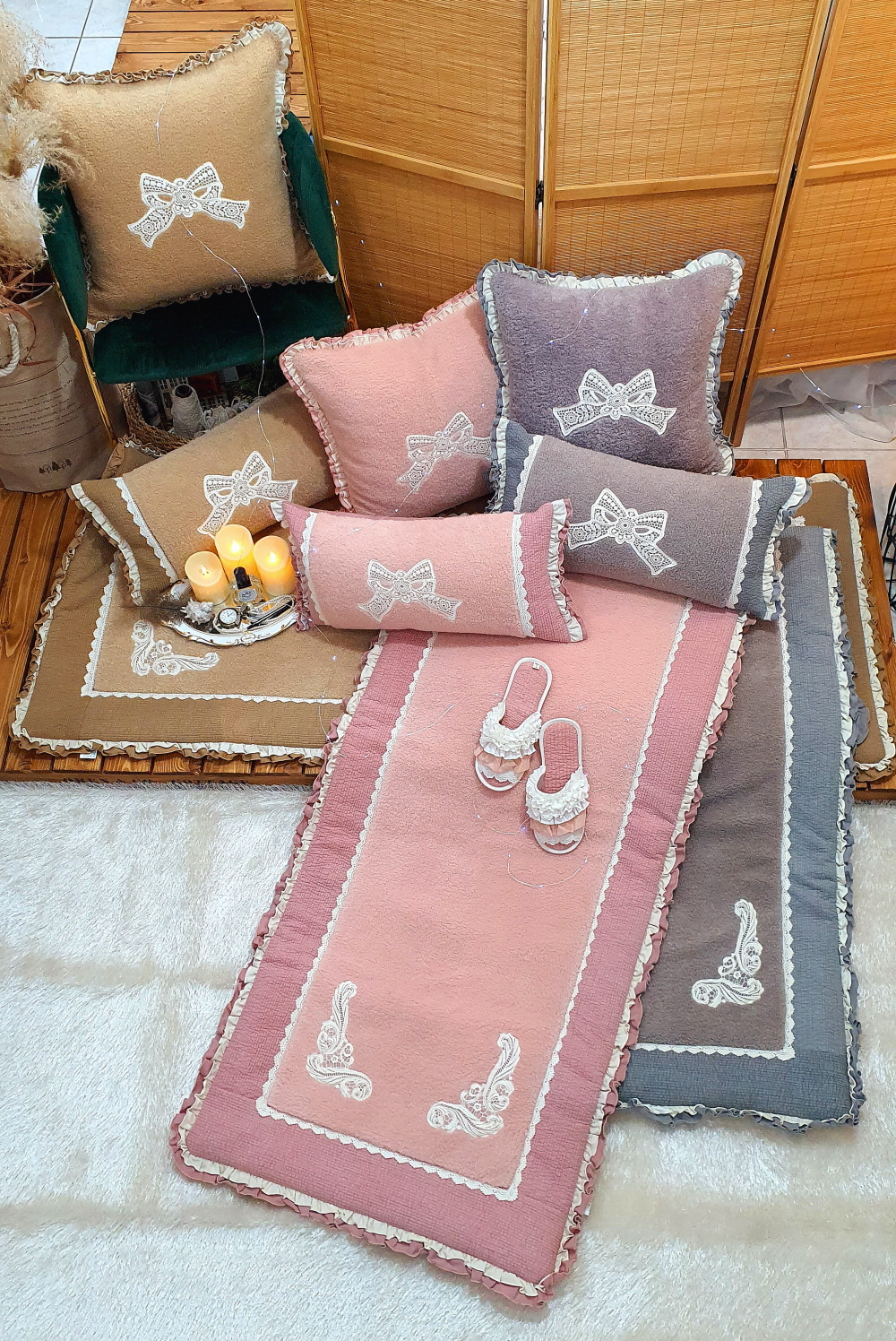 리본 양털 돌 쇼파패드 4인용 3인용 카우치 쇼파커버 제작