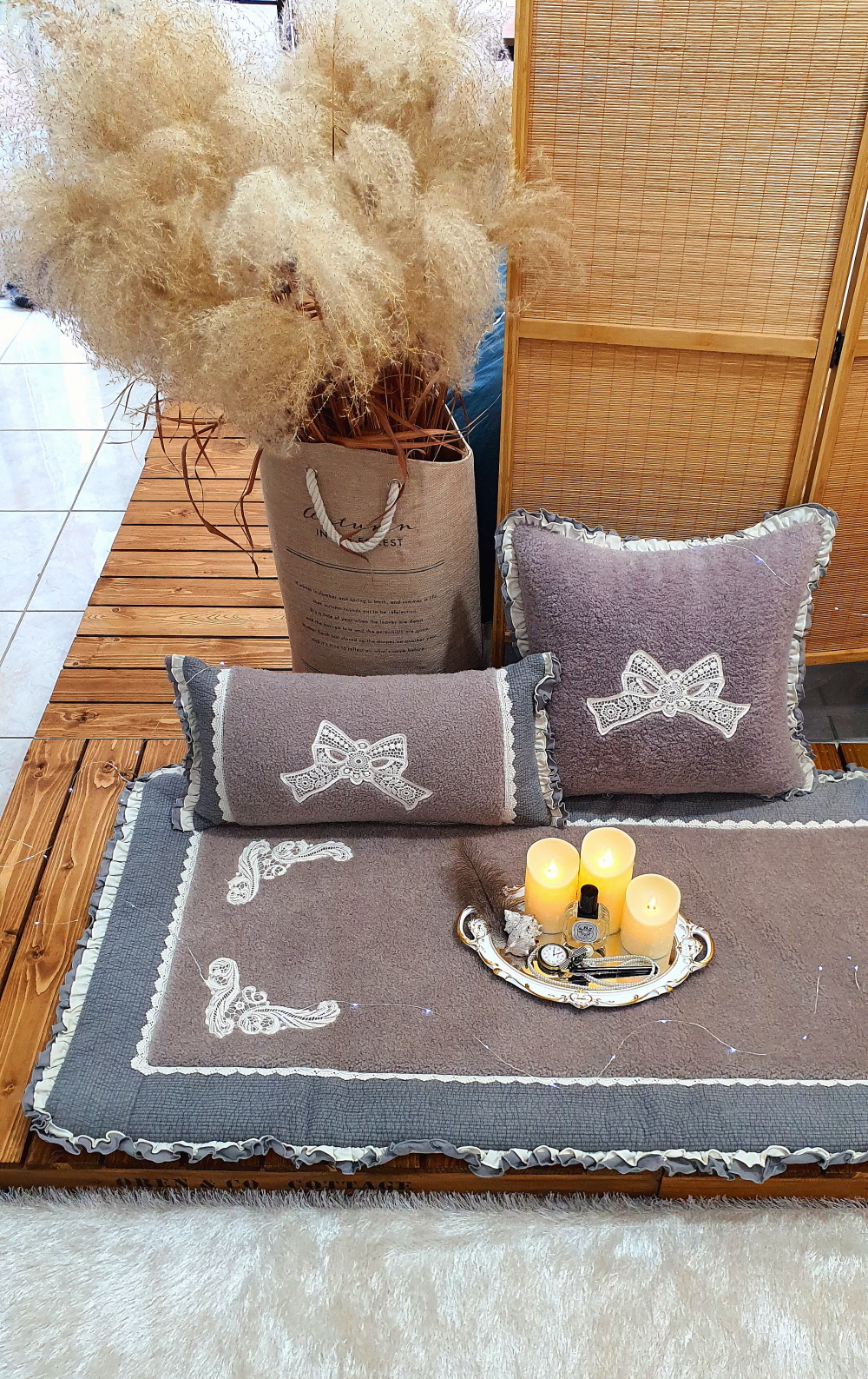 리본 양털 돌 쇼파패드 4인용 3인용 카우치 쇼파커버 제작