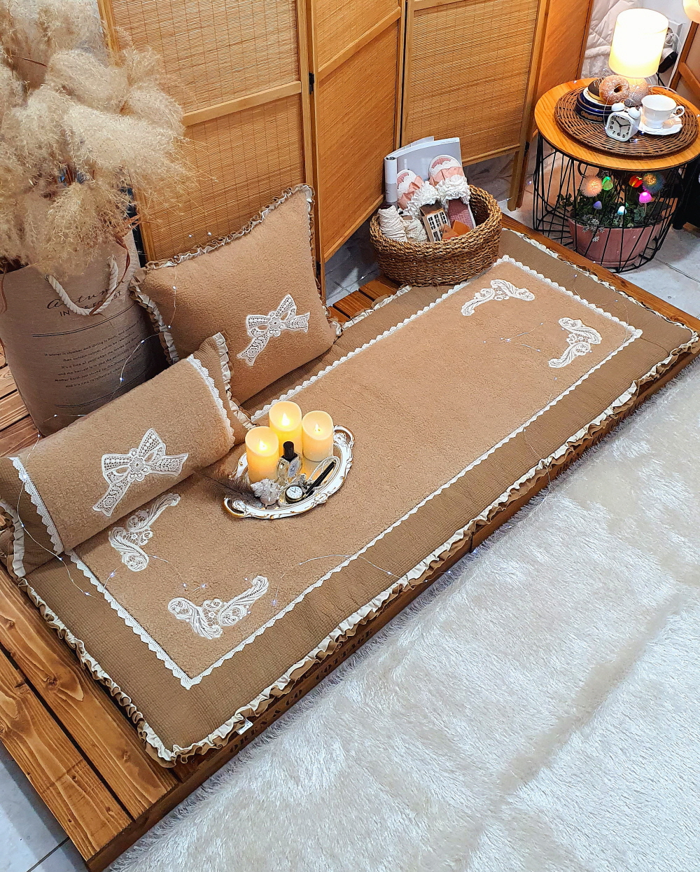 리본 양털 돌 쇼파패드 4인용 3인용 카우치 쇼파커버 제작