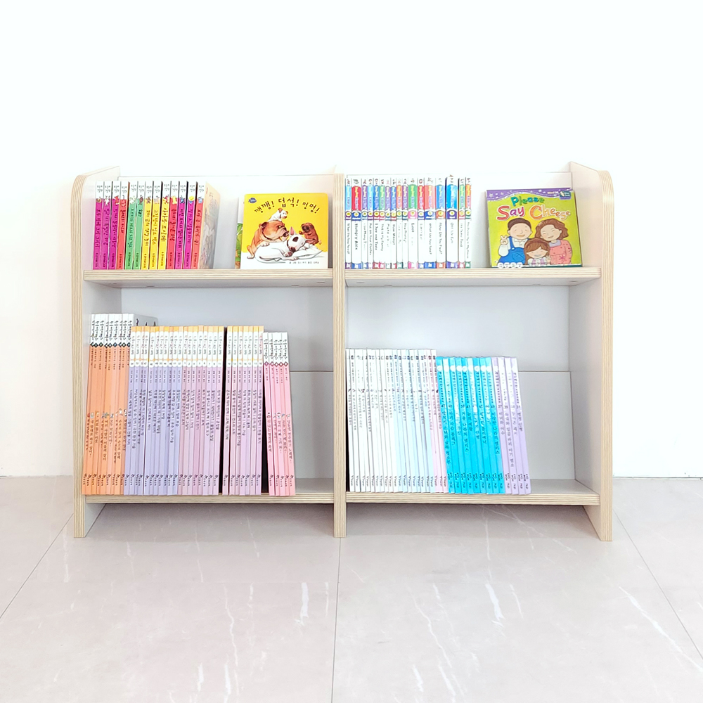비노즈 유아 전면 아기 키즈 책장 2단 더블 교구장 화이트 DIY 상품 이미지