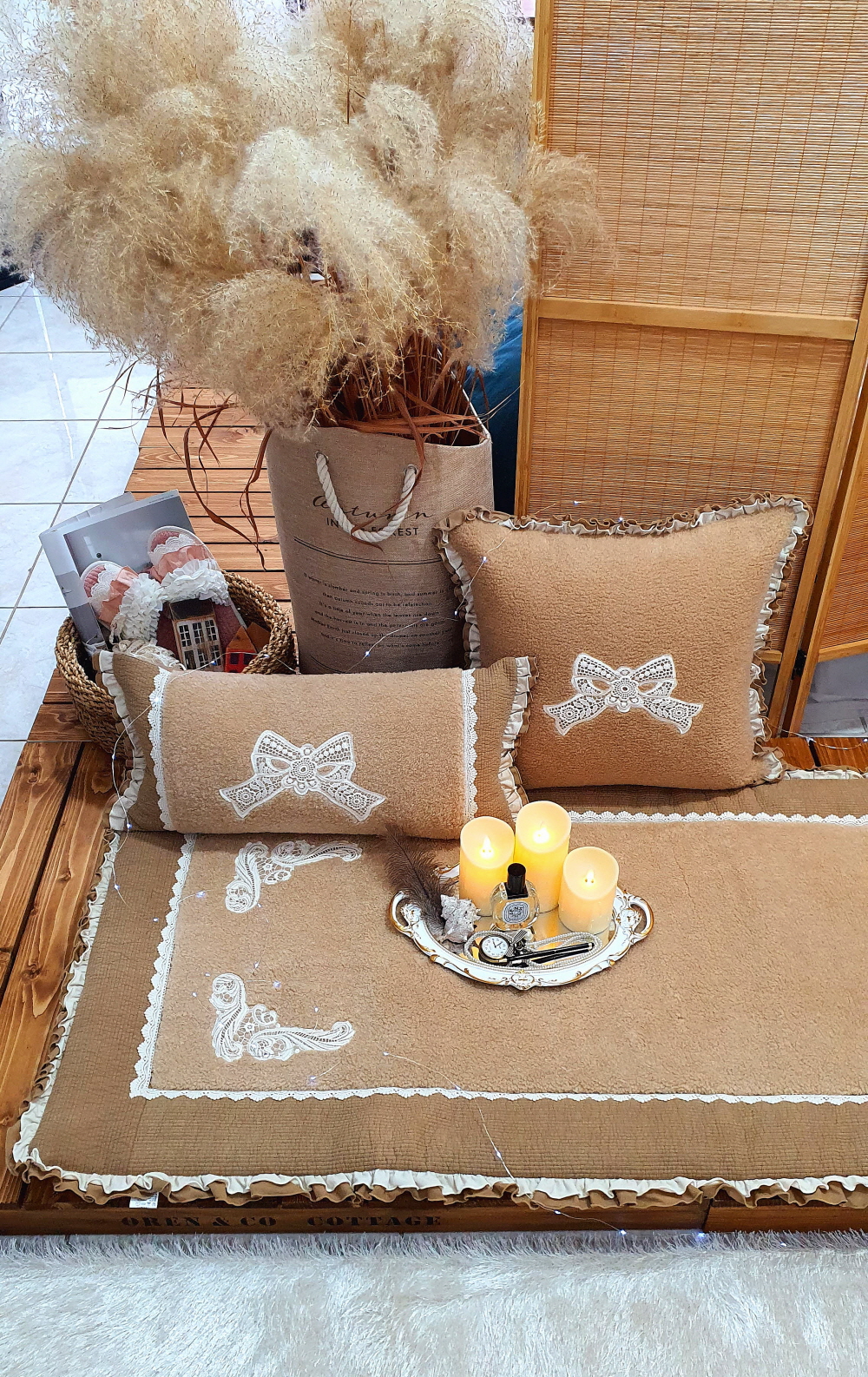 리본 양털 돌 쇼파패드 4인용 3인용 카우치 쇼파커버 제작