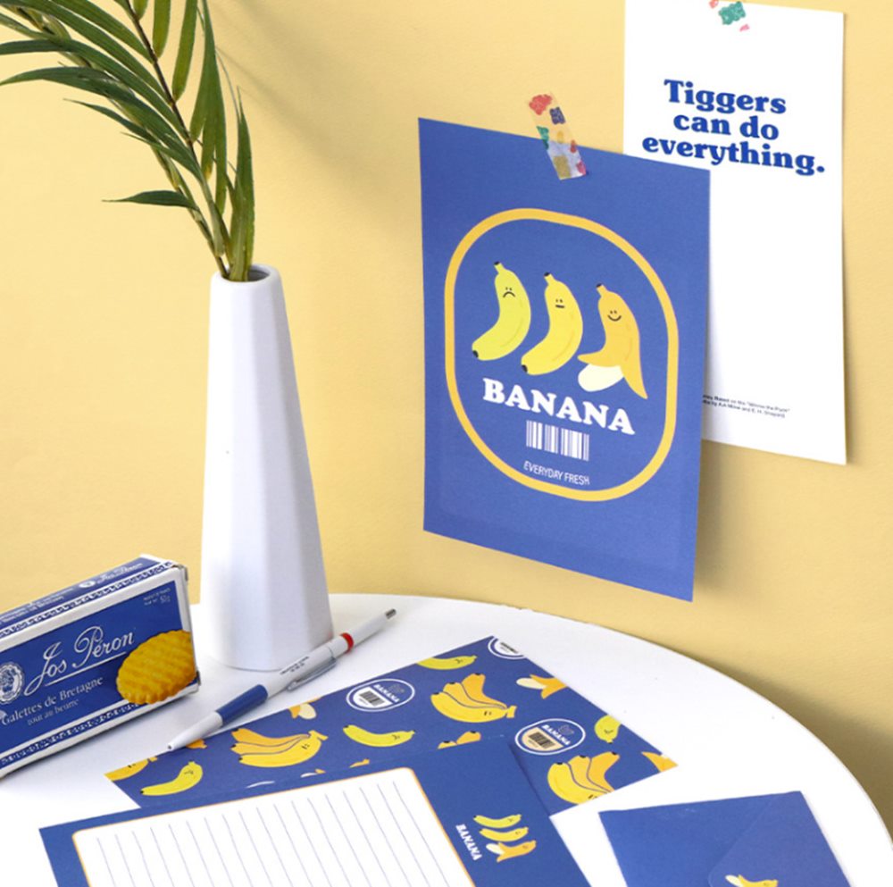 아이코닉 메리 편지지 세트 Banana (캐릭터 봉투 축하 선물 감사 기념일 친구 생일) - 상품 이미지