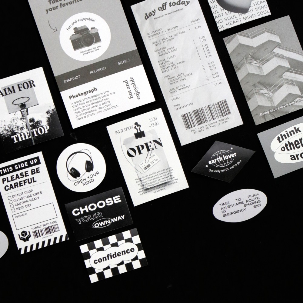 아이코닉 콜렉트 스티커팩 Monotone (다꾸 다이어리 데코 아이폰 Z플립 폰꾸 폴꾸) 제품 이미지