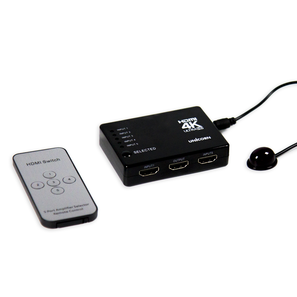 유니콘 HS-500H 5:1 4K  HDMI스위치HDMI선택기 셀렉터 모니터공유기 리모컨포함