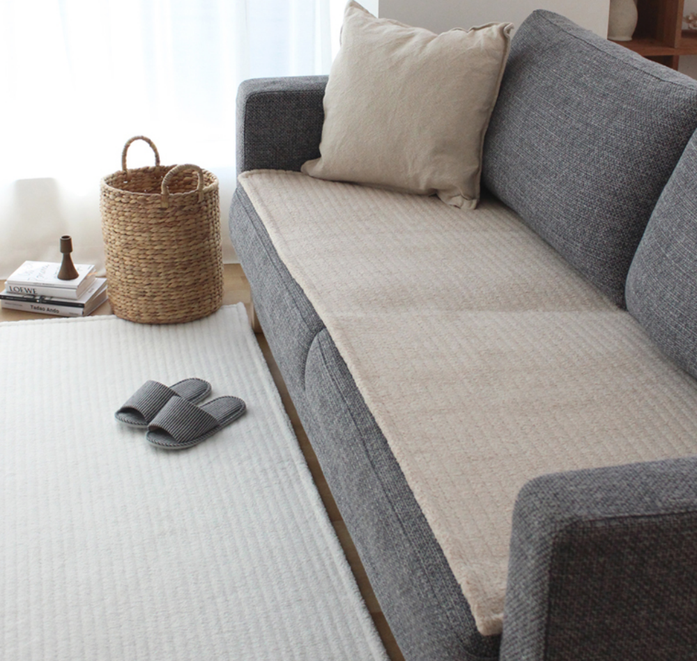 극세사 쇼파패드 소파패드 주방매트 코지 스트라이프 (극세사) 45x130 아이보리