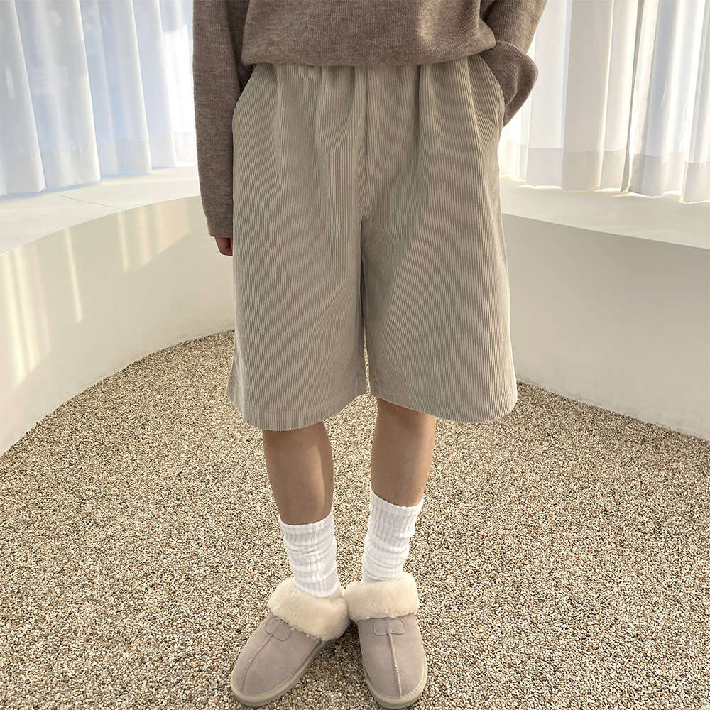 코듀로이 팬츠 골덴 밴딩 와이드 미디 반바지 44-77 - 상세 이미지 4