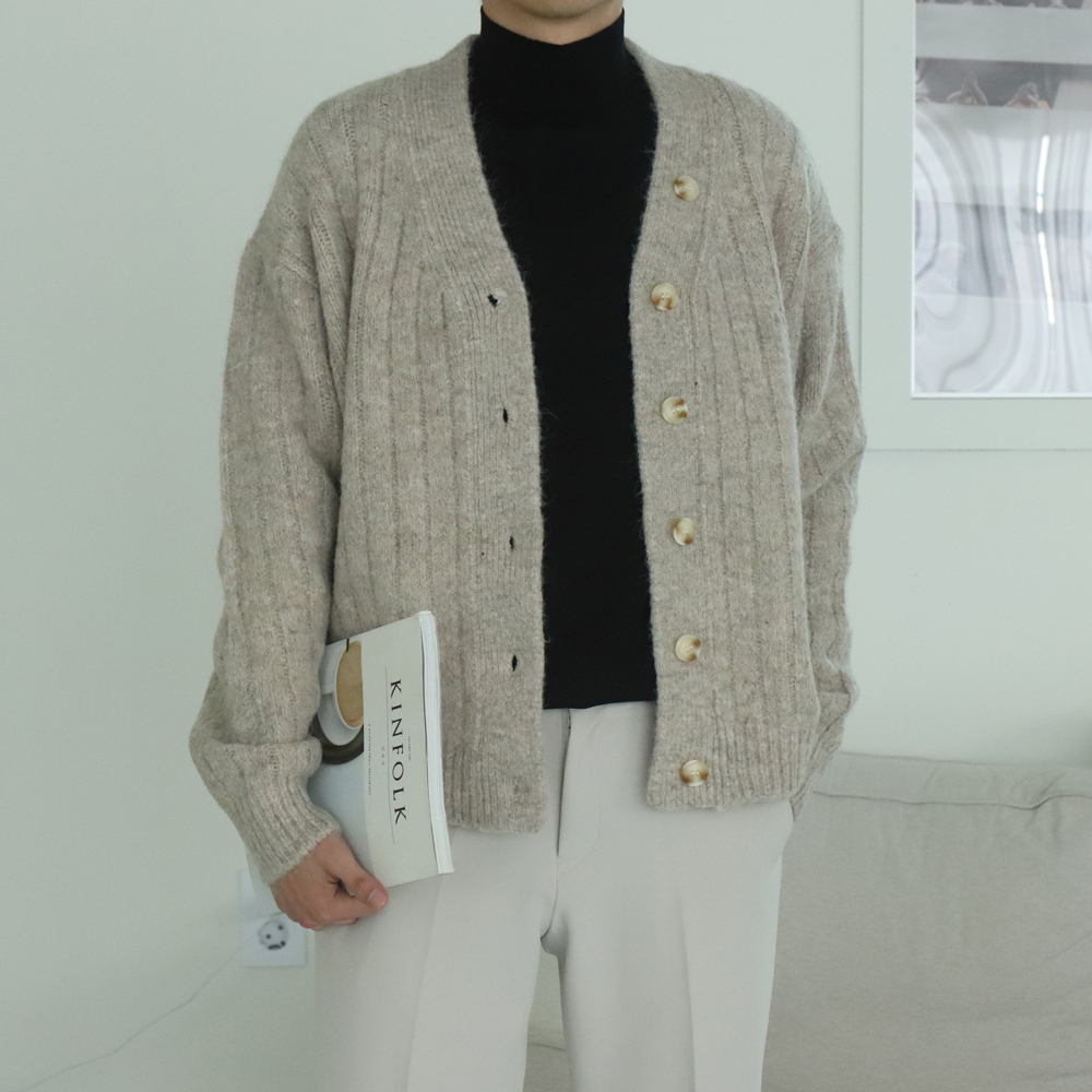 남자가디건 두꺼운 울 알파카 가디건 이미지 2