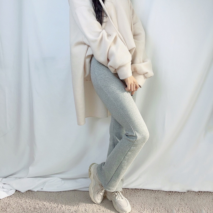 밴딩 고무줄 기모 레깅스 부츠컷 스키니 쫀쫀 부드러운 따듯 도톰한 겨울 하이웨스트 키작녀 여성 타이즈 스판 슬림 바지 상세 이미지 12