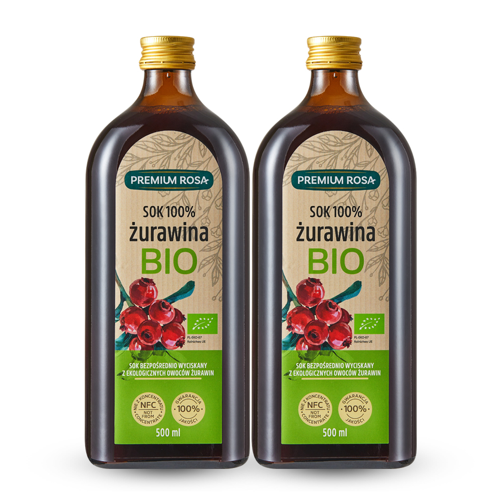 프리미엄로사 유기농 크랜베리 원액 100% NFC 착즙 주스 500ml, 2개