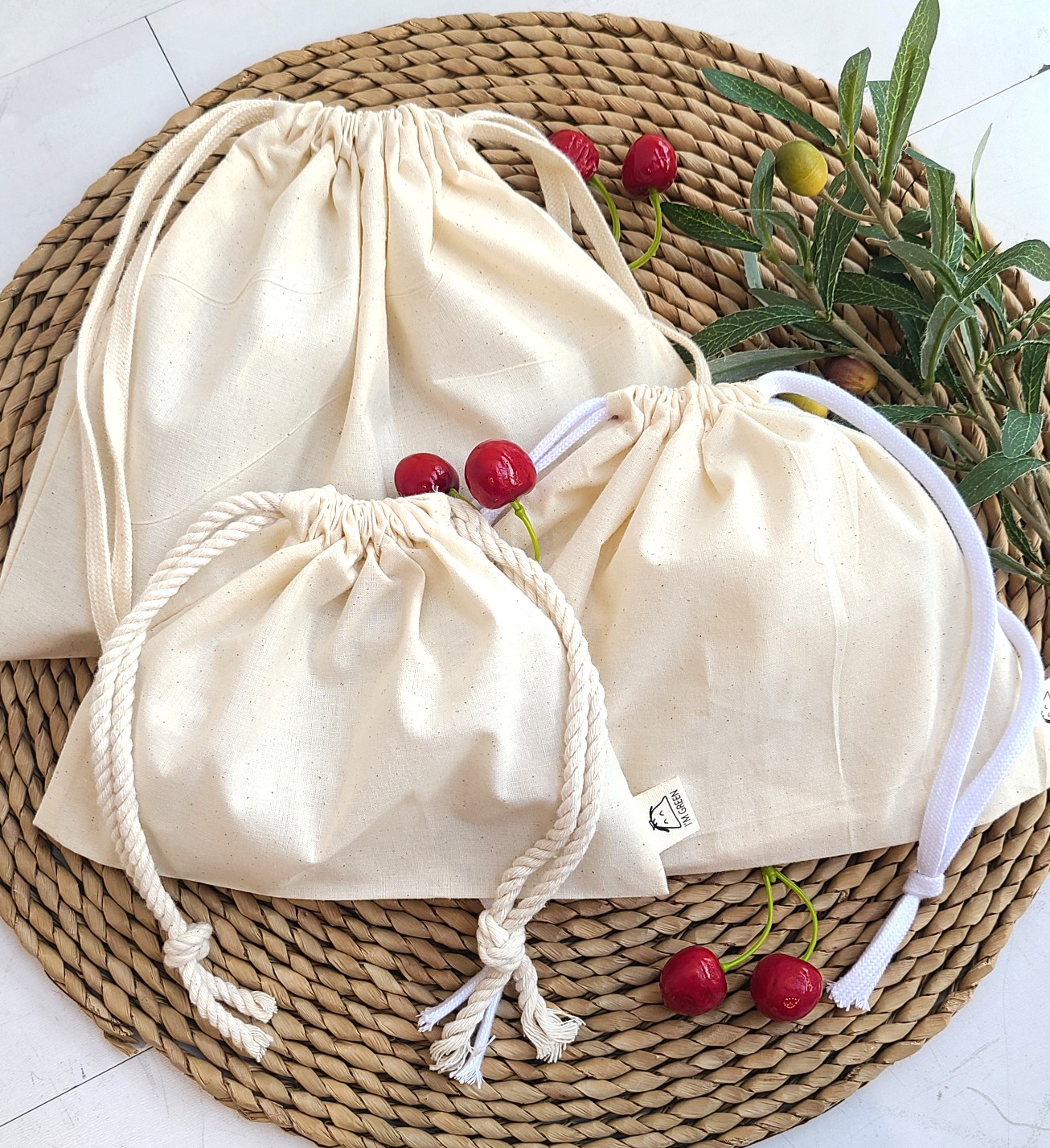 고급수제 심플 광목더스트백 스트링파우치 복조리파우치 이너파우치