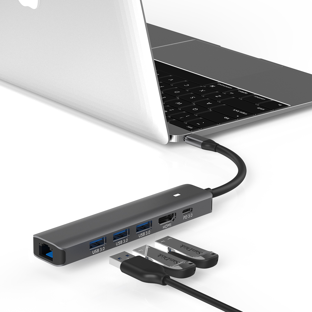 아이노트 CH61P C타입 6in1 멀티포트 USB 3.0 허브 - 상세 이미지 4