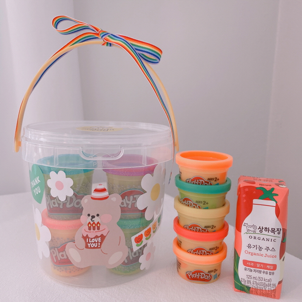 빅 구디백 바스켓 어린이집 선물 포장 간식 답례품 포장 투명 용기 통 제품 이미지