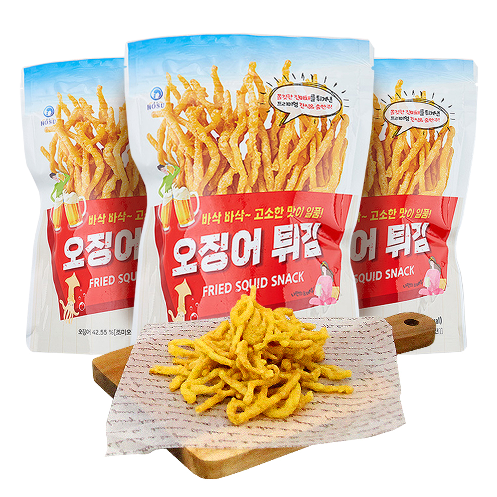 [수산곳간] 중독주의/안주과자/바삭바삭 크리스피 오징어 튀김 스낵 80gX3봉 이미지 6