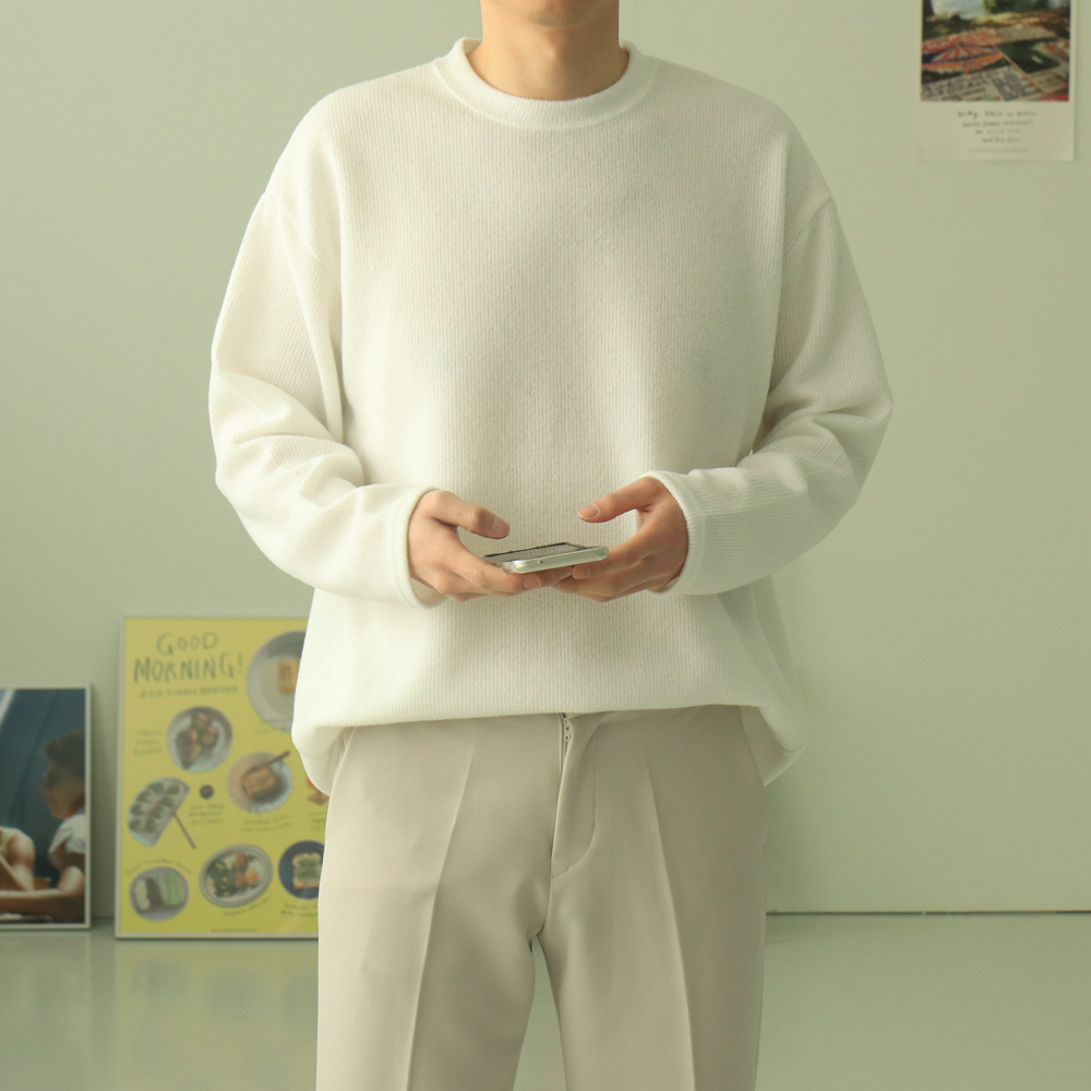 남자 오버핏 레이어드 이너 기모 긴팔티셔츠 이미지 2