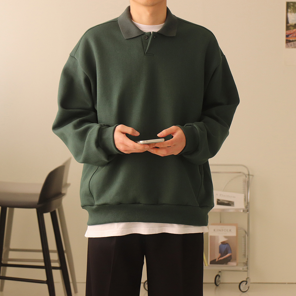 남자기모맨투맨 남자 헨리넥 카라 맨투맨 이미지 3