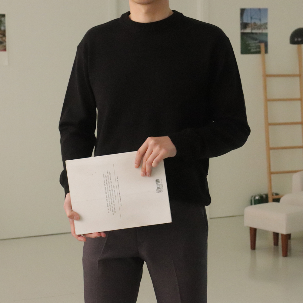 남자니트 남자 캐시미어 이너 라운드 니트 이미지 4