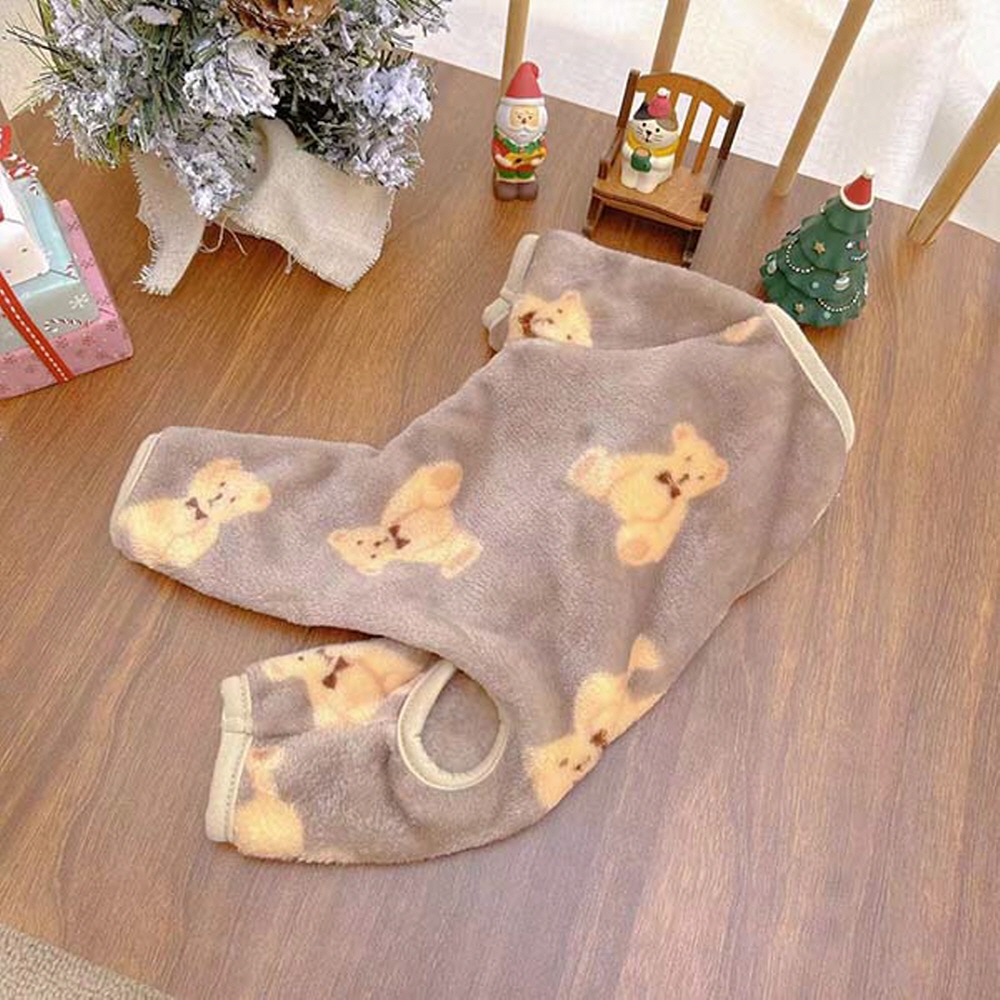 강아지 옷 곰돌이 수면 잠옷 올인원 조끼 S-2XL - 상세 이미지 3
