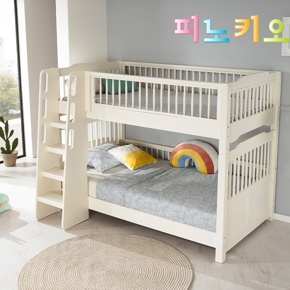 피노키오 르꼴마르 원목 이층침대 크림화이트 고무나무 - 상세 이미지 5