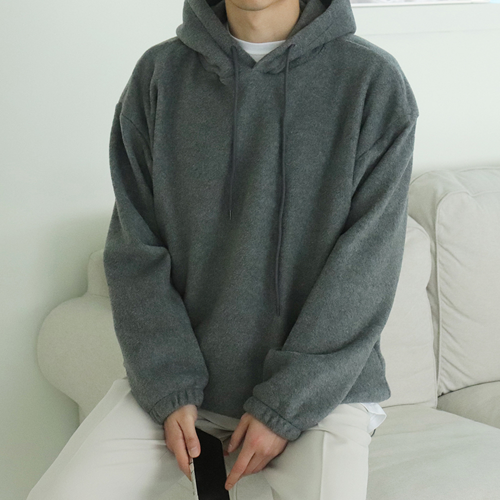 1+1 남자 오버핏 기모 후드티 이미지 4
