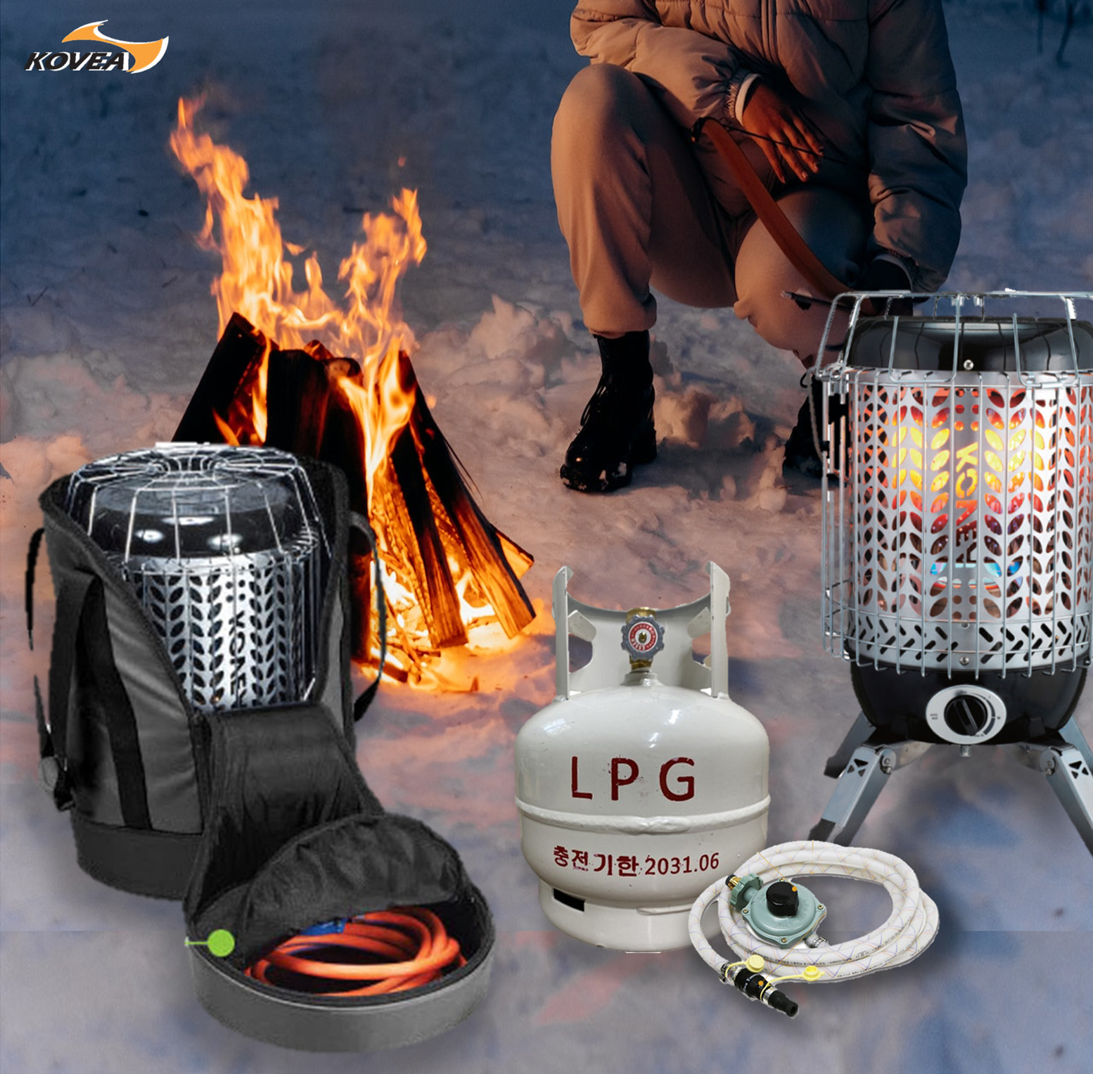 코베아 기가썬 LPG 히터+전용 가방 세트 캠핑 가스 난로 가정용 사무실용 - 상세 이미지 5