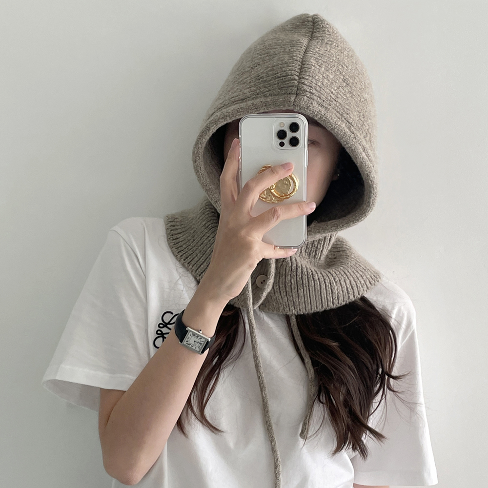 버튼 울 니트 바라클라바 남자 여성 겨울 바라클라바 후드 넥워머 방한 발라클라바 목토시 제품 이미지