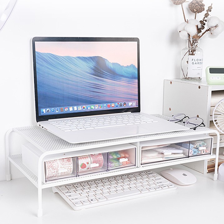 모니터 받침대 선반 수납함 거치대 노트북 1단