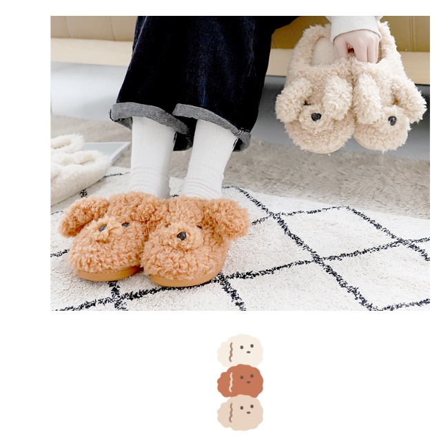 따뜻한 겨울용 커플 겨울 실외 슬리퍼 강아지 캠핑 털슬리퍼