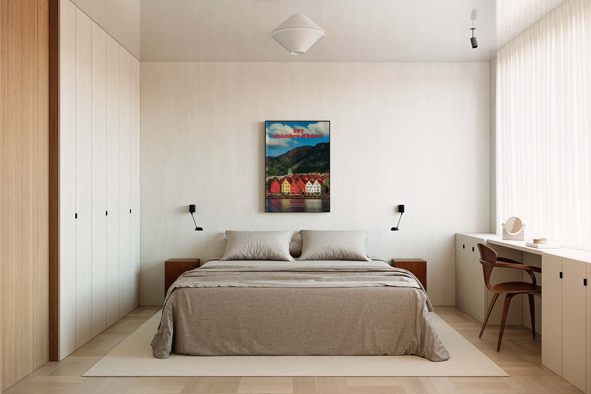 애시드로우 빈티지감성 레트로 아트포스터 chambre d'hotel - 상세 이미지 5