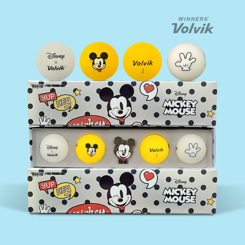 볼빅 디즈니 미키마우스 볼마커세트 비비드 골프공 3피스 홀인원 선물 인쇄 X 제품 이미지