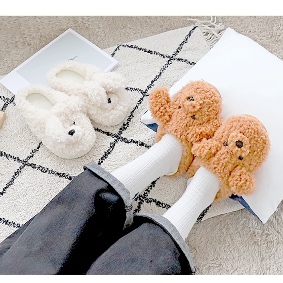 따뜻한 겨울용 커플 겨울 실외 슬리퍼 강아지 캠핑 털슬리퍼