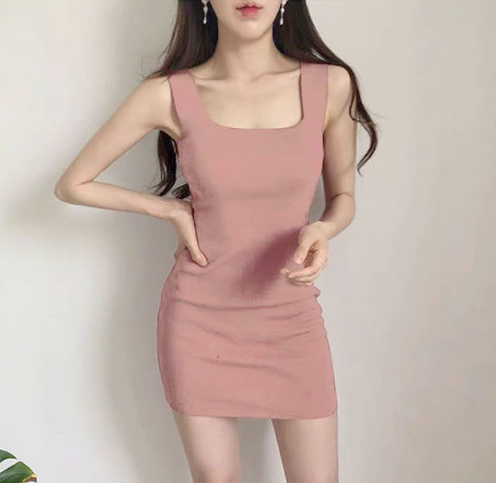 꾸안꾸 숏 원피스 니트 봄 여름 반팔 민소매 데일리룩 나시 미니 이미지 3