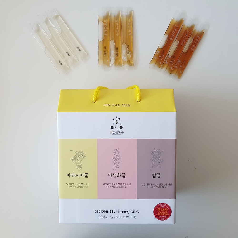 천연 꿀스틱 답례품 아카시아 야생화 밤 꿀 12gx90포 3종 선물세트 - 상세 이미지 4