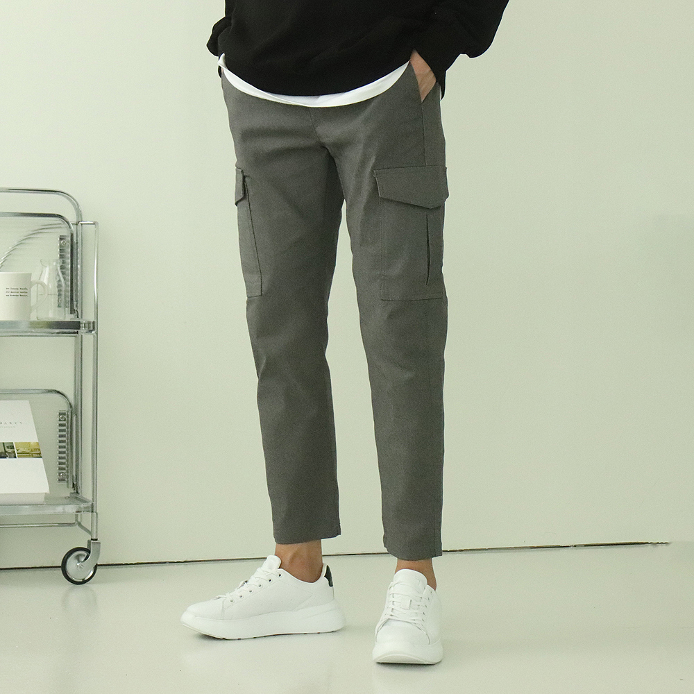 남자카고팬츠 빅사이즈 밴딩 건빵바지 남자면바지 이미지 2