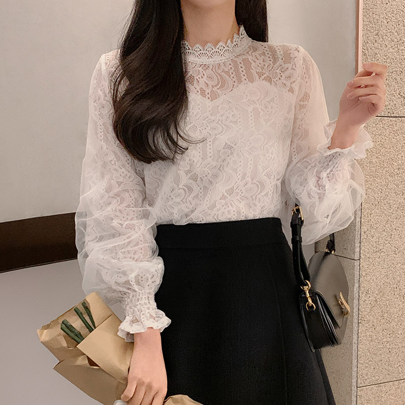 에르델 레이스 시스루 블라우스 bs4666(A) 이미지 3