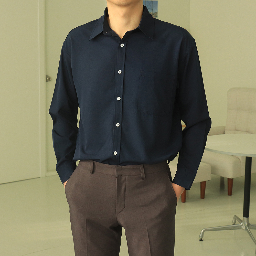 남자셔츠 실크 링클프리 남성남방 남자와이셔츠 - 상세 이미지 5