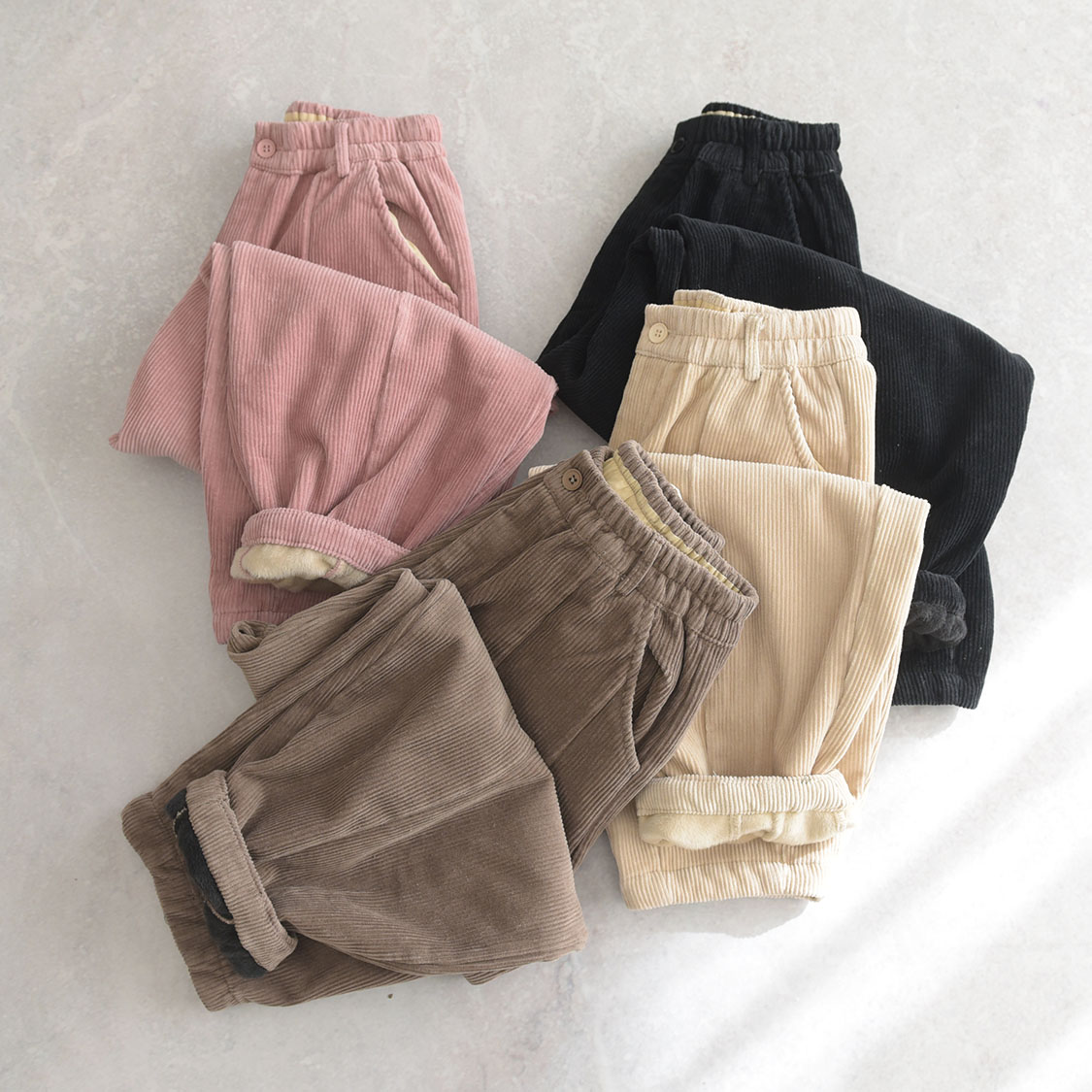 하마마스 겨울 융털 기모 도톰한 골덴 9부 배기 팬츠 코듀로이 미시옷 여성의류 - 상세 이미지 3