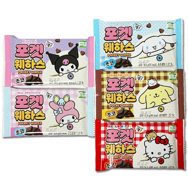 서주 포켓 웨하스 초코 16.6g 웨이퍼 과자 - 메인 이미지