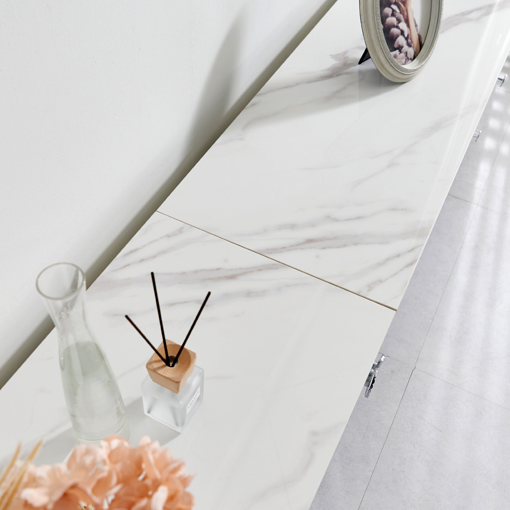 [방문설치] 이레나 세라믹 스테인레스 2단 거실장 2800x400x480mm, 스카이블루