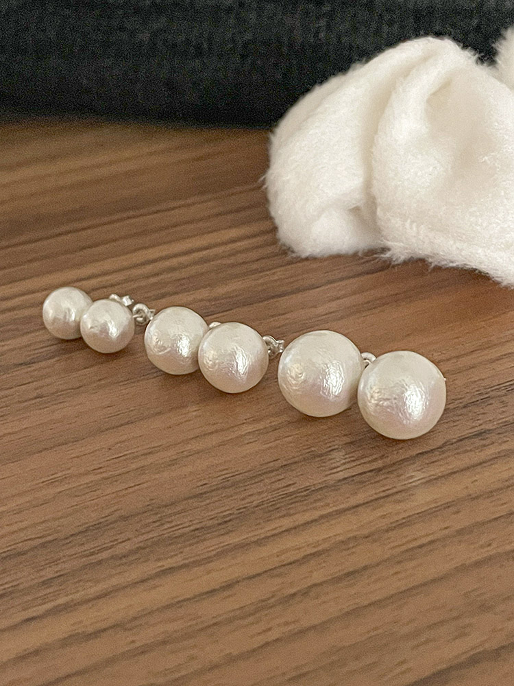 [무배] 셀프러브 코튼 펄 진주이어링 - 은침 오버사이즈 가벼운 매트 오로라 왕진주귀걸이