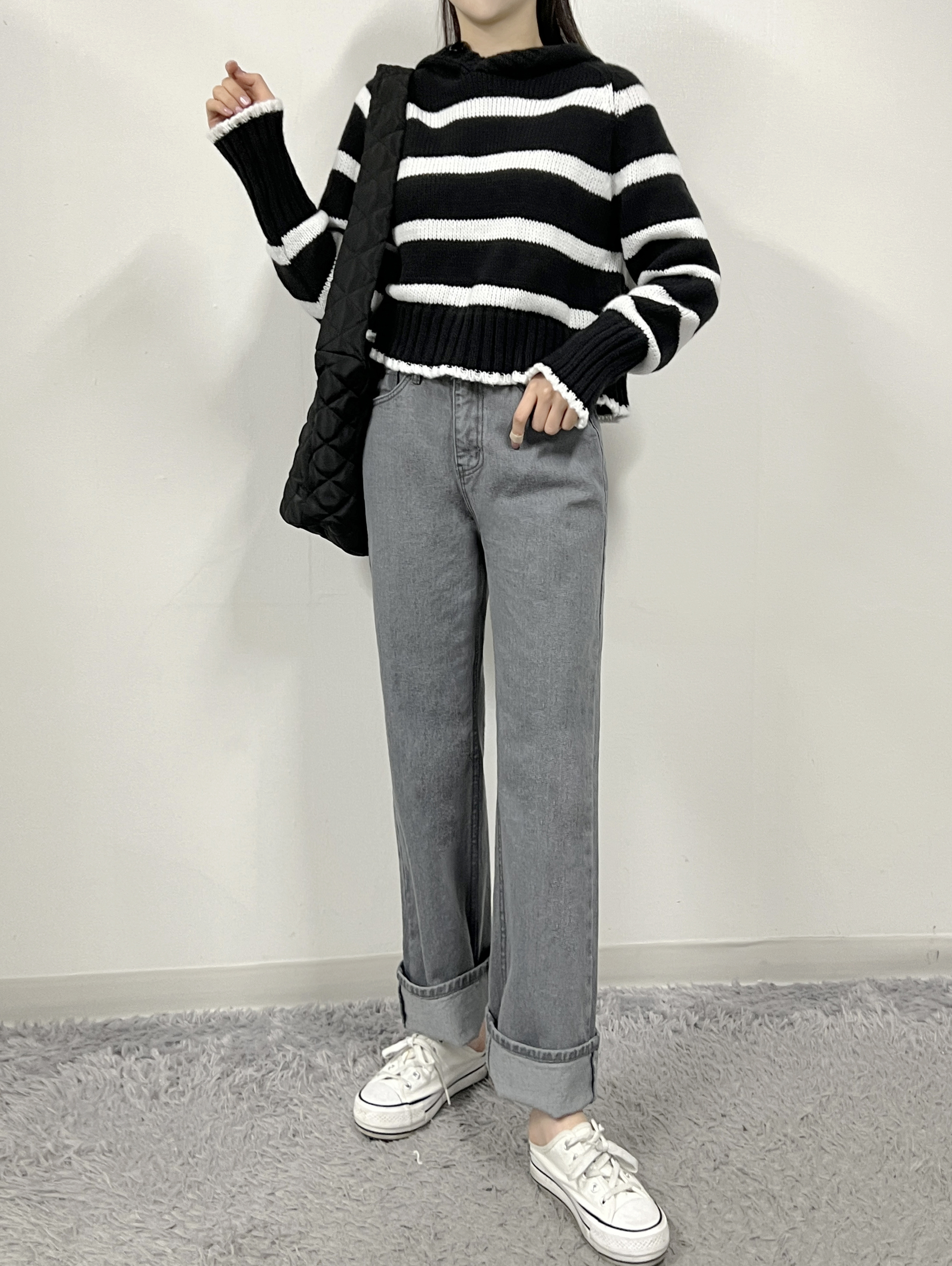 메티 그레이시 스트레이트핏 세미와이드 데님 팬츠 - 상세 이미지 5