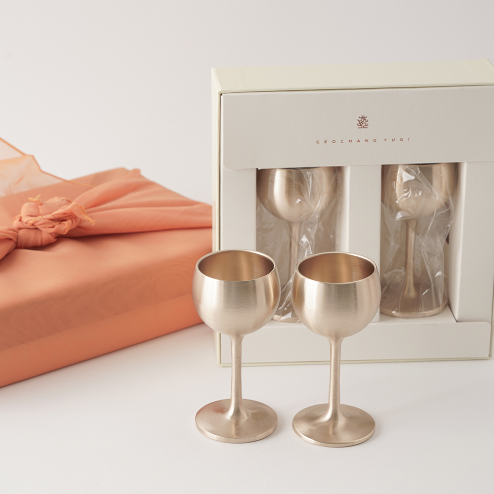 거창유기 방짜 유기 국립박물관굿즈 캠핑 양주잔 술잔 2P 세트(포장 추가 선택가능)