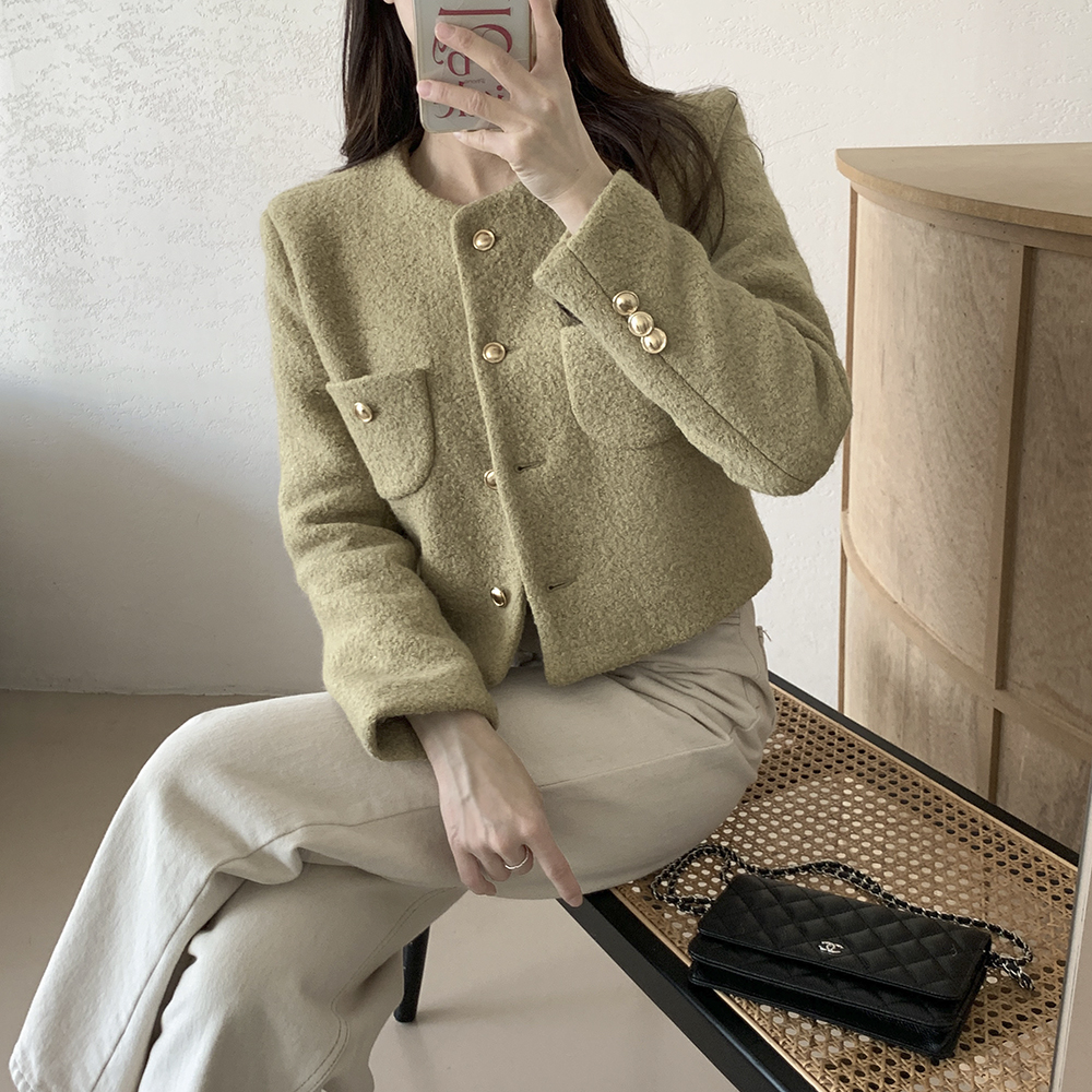 올리브 노카라 부클 트위드 자켓 상세 이미지 9