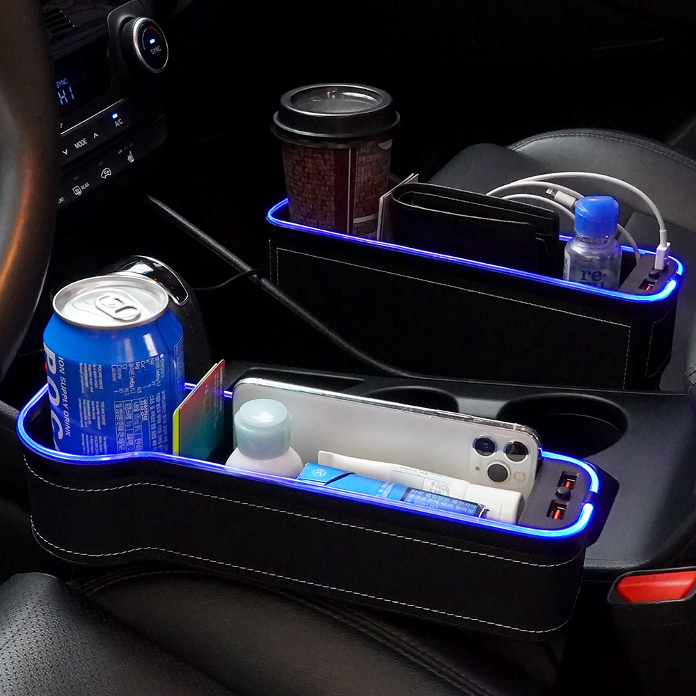 차량용 멀티 컵홀더 틈새 수납함 사이드포켓 QC3.0 USB 충전기 제품 이미지