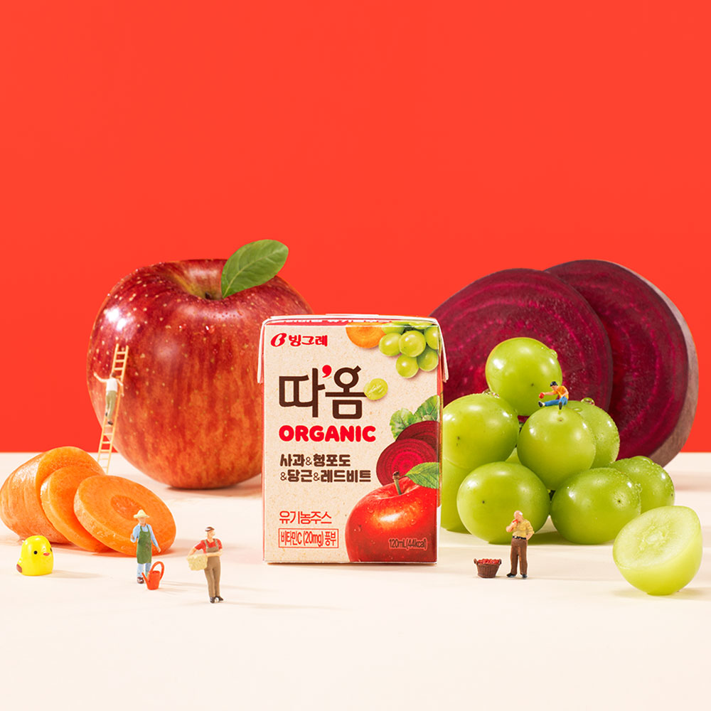 빙그레 따옴 유기농주스 3종 120ml 48개입 (오렌지브로콜리 사과레드비트 적포도보라당근 택) - 상세 이미지 3