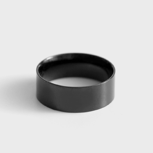 8mm 블랙 심플 모던 써지컬스틸 반지 - 상세 이미지 2