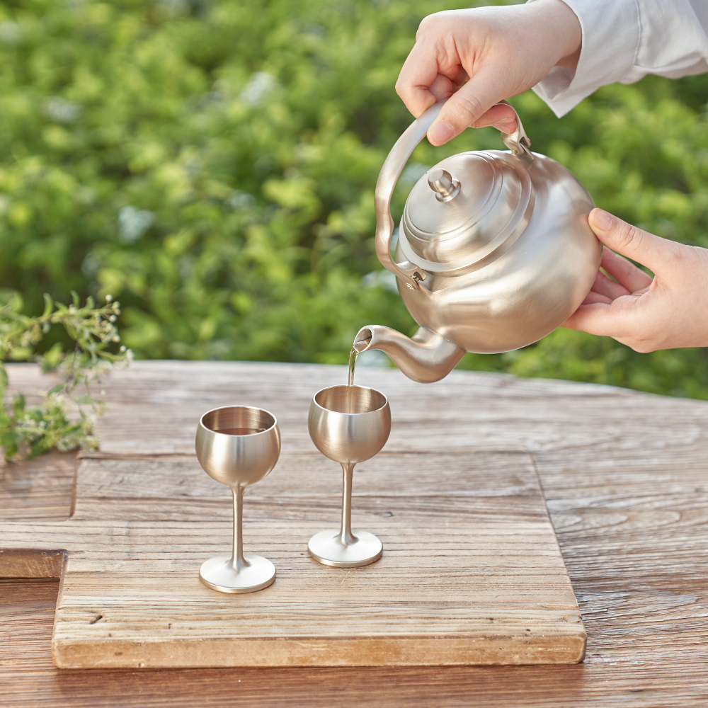 거창유기 방짜 유기 감성 캠핑 양주잔 와인잔 술잔 소주 소리 잔 2P 세트